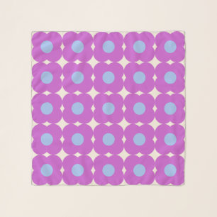 Cute Retro Flower Pattern Purple Mid Mod Scarf