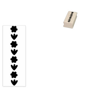 Cute Retro Flower Silhouettes Rubber Stamp