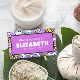 Cute Retro Flowers Hello My Name Is Nurse Magnetic Tag