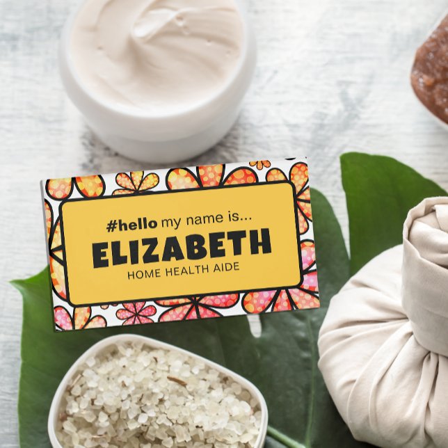 Cute Retro Flowers Hello My Name Is Nurse Magnetic Tag (Creator Uploaded)