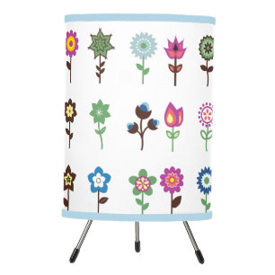 Cute Retro Flowers Illustration Tripod Lamp