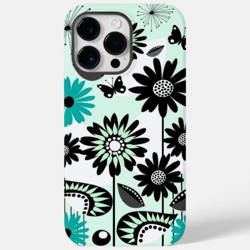 Cute retro flowers leaves and butterflies Case_Mate iPhone 14 pro max case