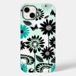 Cute retro flowers, leaves and butterflies Case-Mate iPhone 14 plus case