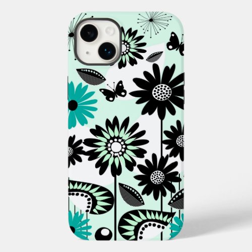 Cute retro flowers leaves and butterflies Case_Mate iPhone 14 plus case