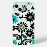 Cute retro flowers, leaves and butterflies iPhone 15 plus case