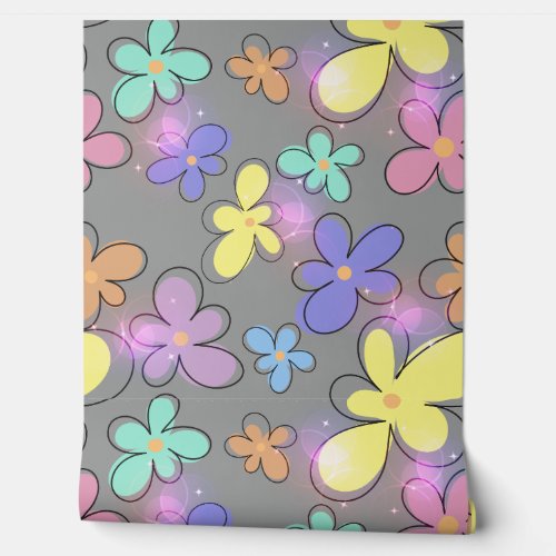 Cute Retro Flowers with Pink Translucent Lights