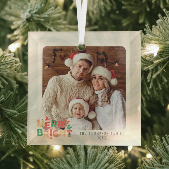 cute retro friends family holiday party glass ornament (Insitu)