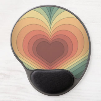 Cute Retro Funky Colourful Heart Gel Mousepad
