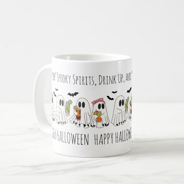 Cute Retro Funny Quote Bats Happy Halloween Ghost Coffee Mug (Front Left)
