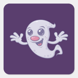 Cute Retro Ghost Square Sticker