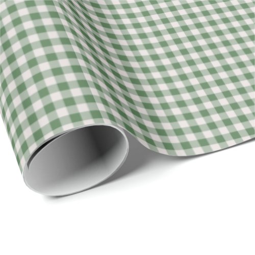 Cute Retro Gingham Plaid Pattern  Winter Green Wrapping Paper