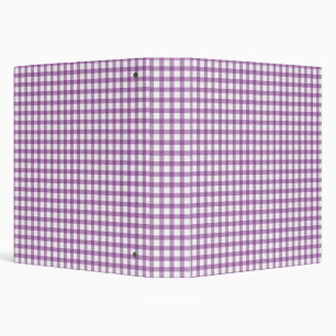 Cute Retro Gingham Plaid Purple Pattern 3 Ring Binder