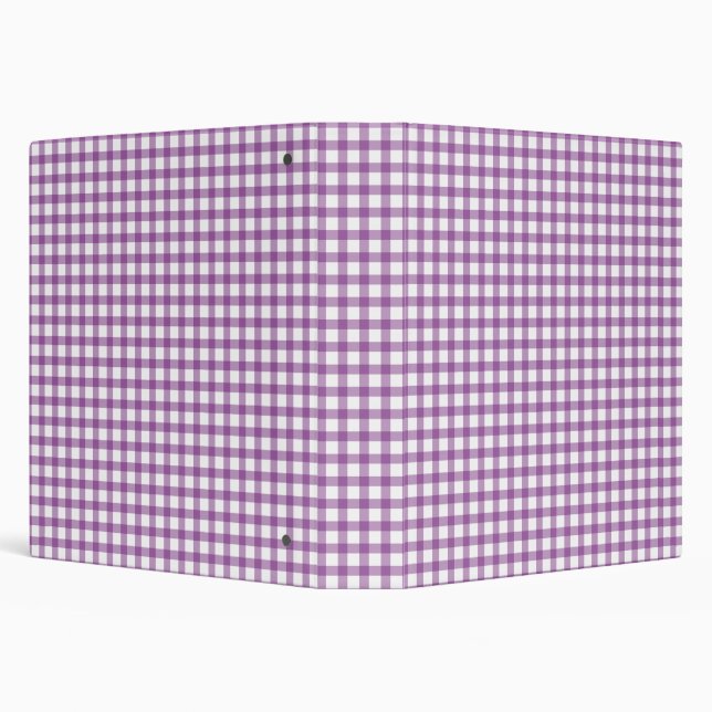 Cute Retro Gingham Plaid Purple Pattern 3 Ring Binder (Background)