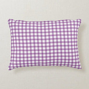 Cute Retro Gingham Plaid Purple Pattern Accent Pillow