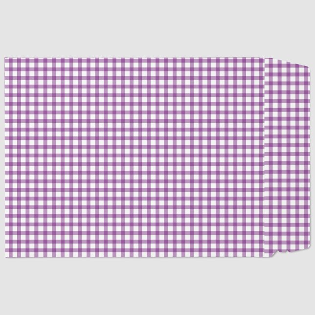 Cute Retro Gingham Plaid Purple Pattern Envelope Mailers (Front)