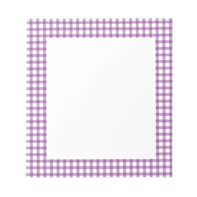 Cute Retro Gingham Plaid Purple Pattern Notepad (Front)