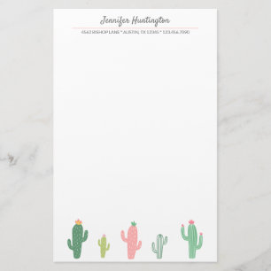 Cute Retro Girly Succulent Cactus Stationery