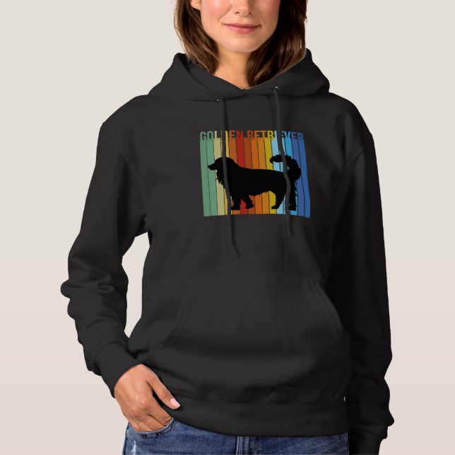 Cute Retro Golden Retriever Rainbow Hoodie (Front)