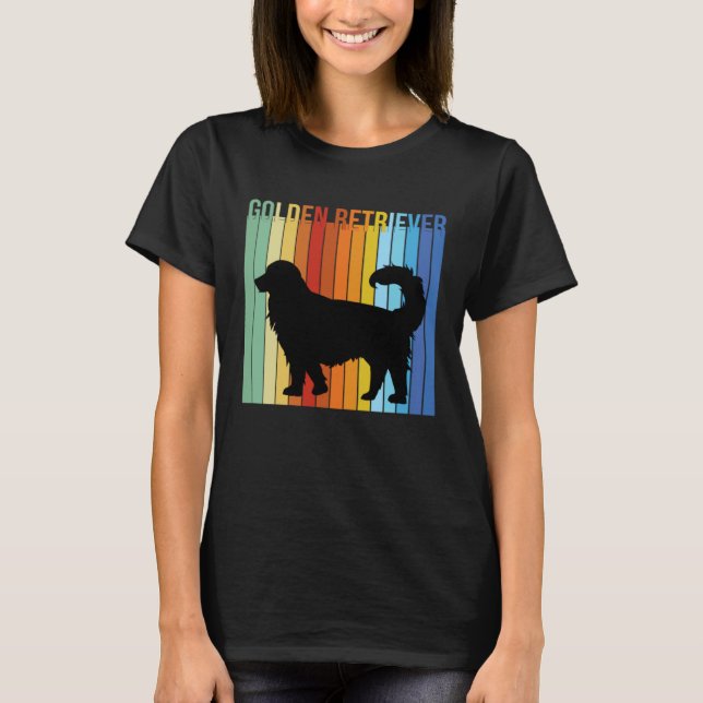 Cute Retro Golden Retriever Rainbow T-Shirt (Front)