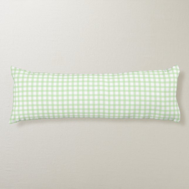 Cute Retro Green Gingham Plaid pattern Body Pillow (Front)