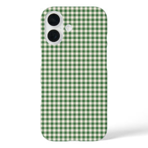 Cute Retro Green Gingham Plaid Pattern iPhone 16 Case
