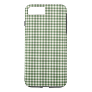 Cute Retro Green Gingham Plaid Pattern iPhone 8 Plus/7 Plus Case