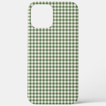 Cute Retro Green Gingham Plaid Pattern Iphone 12 Pro Max Case by LEAFandLAKE at Zazzle