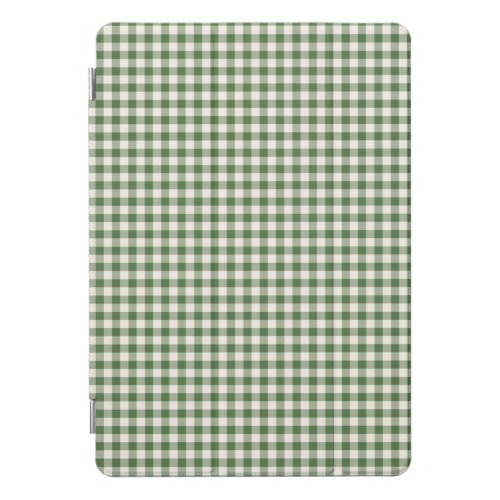 Cute Retro Green Gingham Plaid Pattern iPad Pro Cover