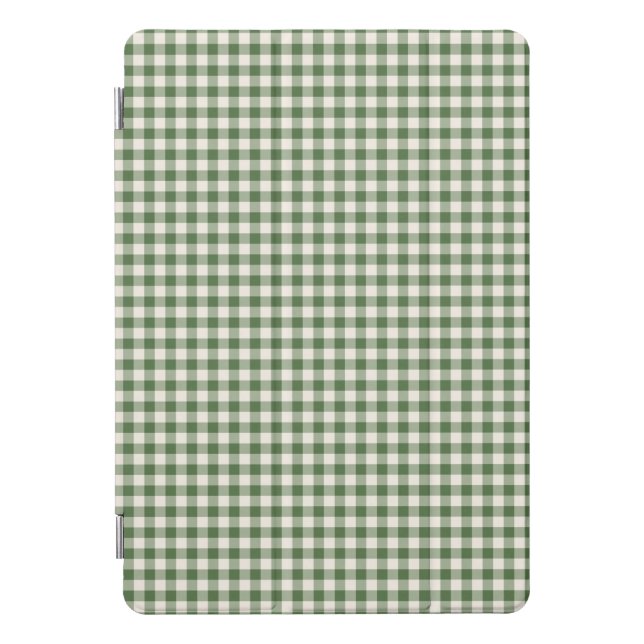 Cute Retro Green Gingham Plaid Pattern iPad Pro Cover (Front)