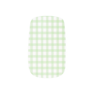 Cute Retro Green Gingham Plaid pattern Minx Nail Art