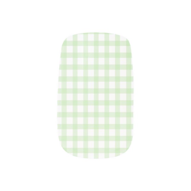 Cute Retro Green Gingham Plaid pattern Minx Nail Art (Left Thumb)