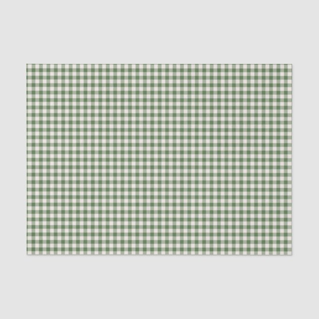Cute Retro Green Gingham Plaid Pattern  Tissue Paper (Front)