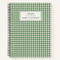 Cute Retro Green Gingham Plaid Personalized Recipe