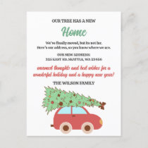 Cute Retro Groovy Christmas Tree Car We've Moved  Holiday Postcard