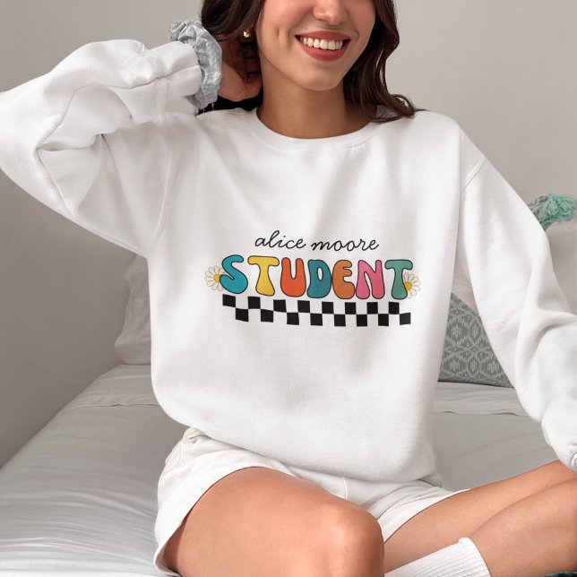 Cute Retro Groovy Colorful Student Sweatshirt (Creator Uploaded)