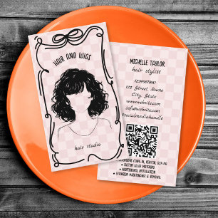 Cute Retro Hair Stylist Whimsical Doodle Bow Business Card