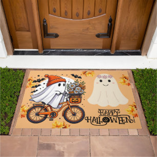 Cute Retro Halloween Ghost Fall Doormat
