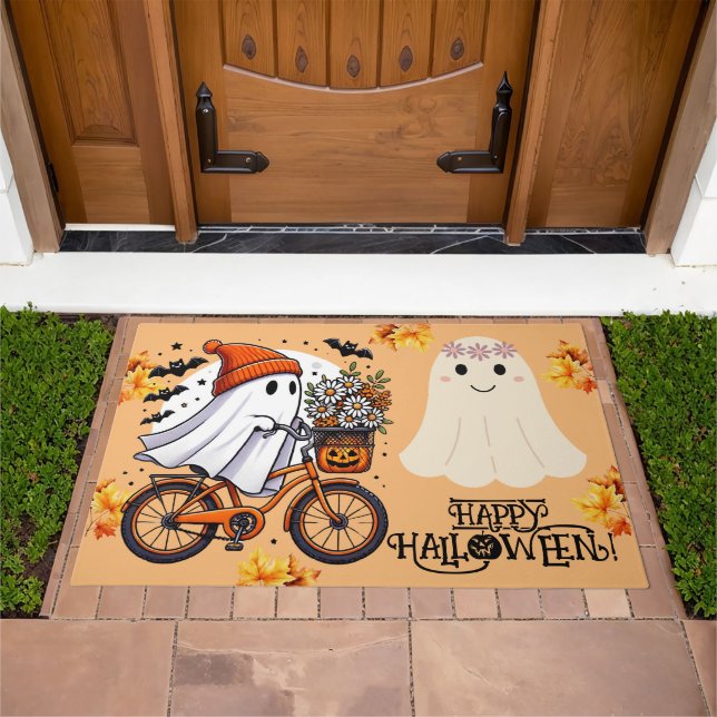 Cute Retro Halloween Ghost Fall Doormat (Outdoor)