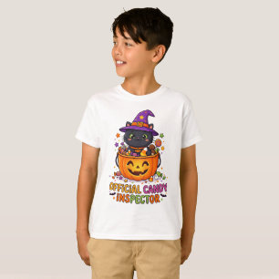 Cute Retro Halloween Kids T-Shirt ,Candy Inspector