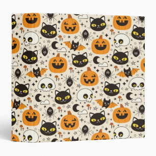 Cute Retro Halloween Pattern 3 Ring Binder