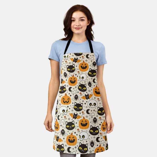 Cute Retro Halloween Pattern Apron (Worn)
