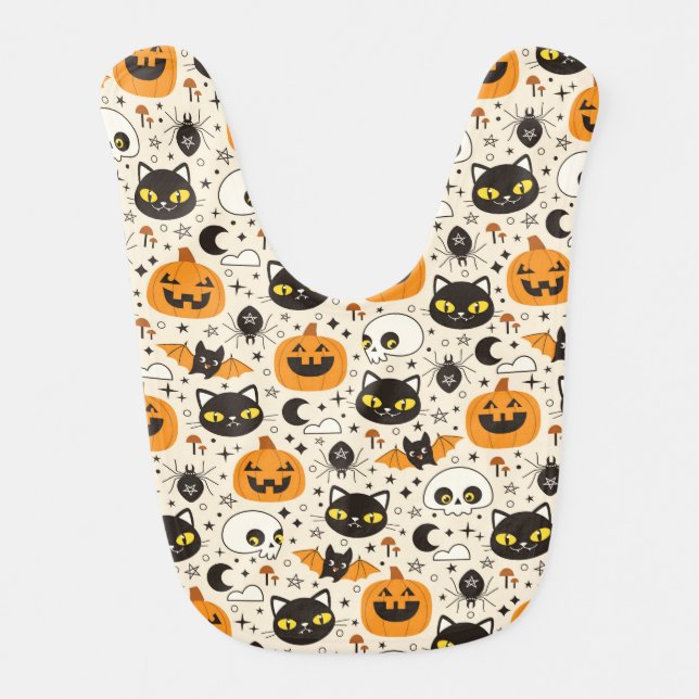 Cute Retro Halloween Pattern Baby Bib (Front)