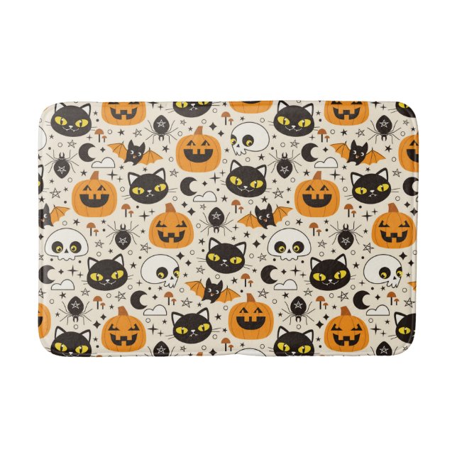 Cute Retro Halloween Pattern Bath Mat (Front)