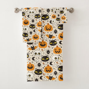 Cute Retro Halloween Pattern Bath Towel Set
