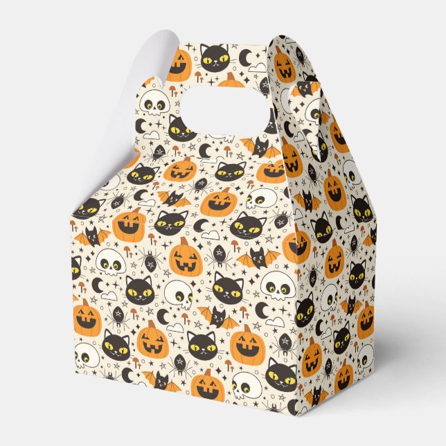 Cute Retro Halloween Pattern Favor Boxes (Front Side)