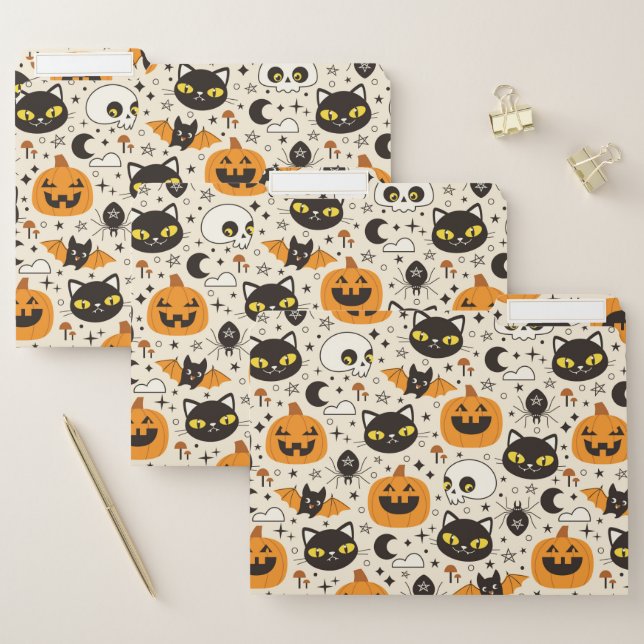 Cute Retro Halloween Pattern File Folder (Set)