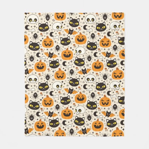 Cute Retro Halloween Pattern Fleece Blanket