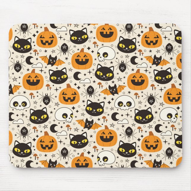 Cute Retro Halloween Pattern Mouse Pad (Front)
