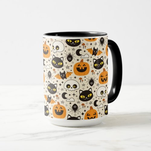 Cute Retro Halloween Pattern Mug