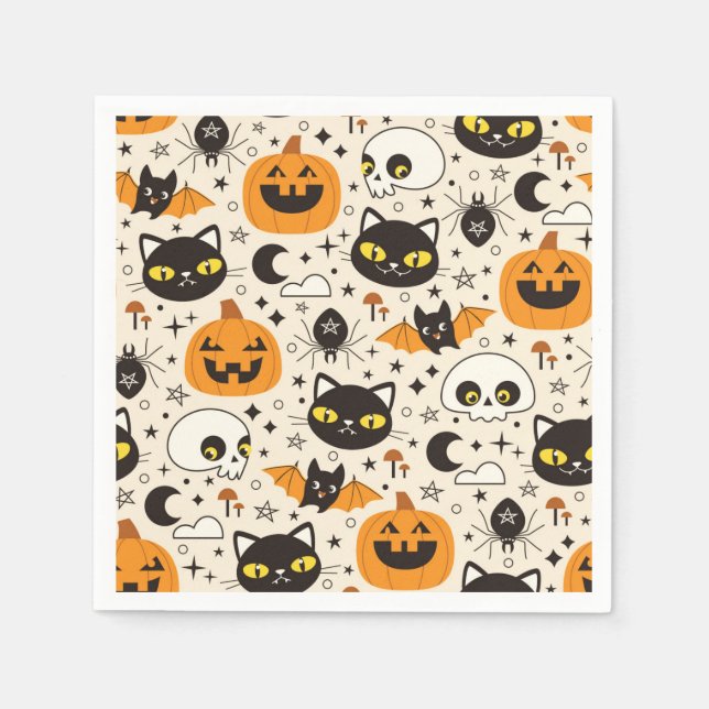 Cute Retro Halloween Pattern Napkins (Front)